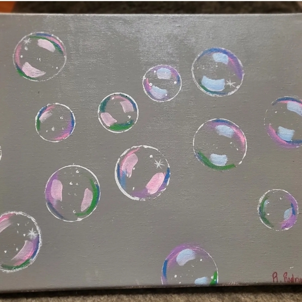 Bubble Painting On 11x14 Canvas